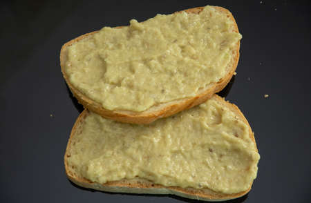 bread with eggplant and onionの写真素材