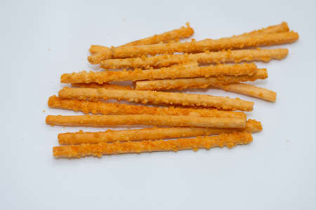 Grissini Breadsticks, Bread Sticks with spicy paprikaの写真素材