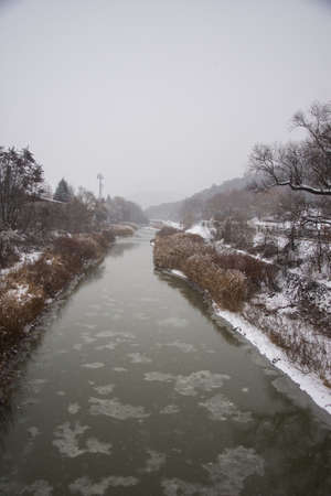 Romania ,Bistrita ,Bistrita River ,december 2021のeditorial素材