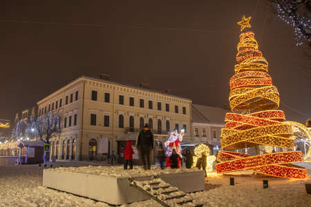 Romania, Bistrita, the Christmas tree in the Central Square, December 2021のeditorial素材