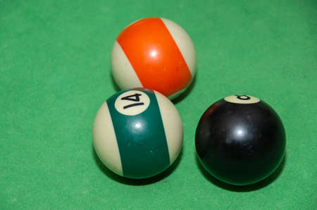 billiard table and several balls