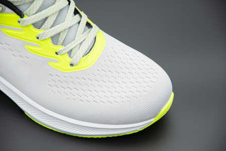 gray  green sneakers, frontの写真素材