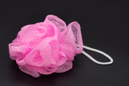 pink lace for women to wash in the bathroomの写真素材