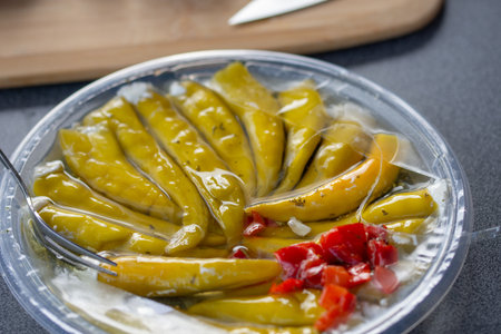 Spicy peppers stuffed with cream cheeseの写真素材