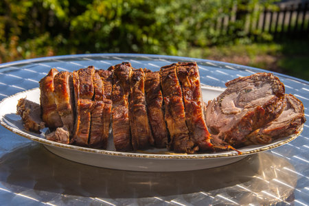 Honey Garlic Pork Tenderloin Recipe , oven-roasted pork rollの写真素材