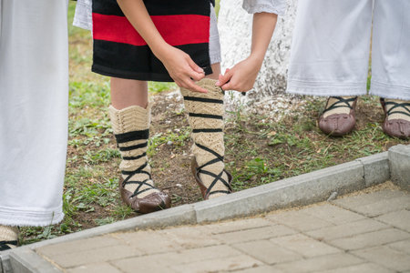 In Romania, Maramures, The oldest type of footwear is peasant sandals (opinci) worn with woolen or...