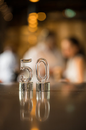 50th Birthday Candle Holder with Candles