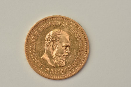 1886 Russia Five gold  coin  5 Rublesの写真素材