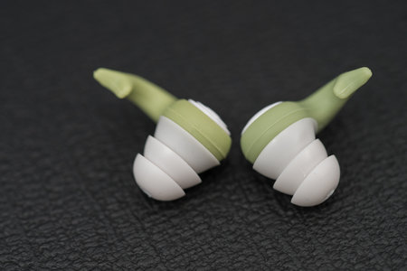 Silicone swimming earplugs, three-layer design, comfortable to wearの写真素材