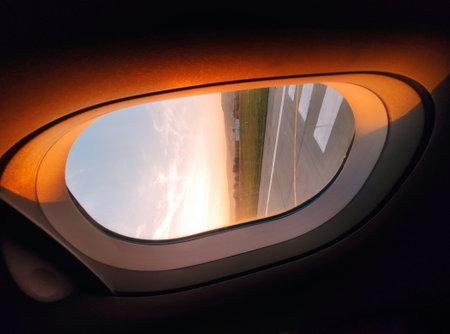 the window of a passenger planeの写真素材