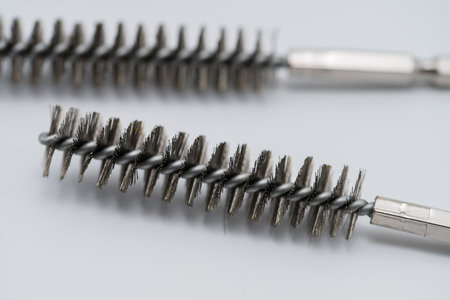 Stainless steel wire brush with hexagonal handle for cleaningの写真素材