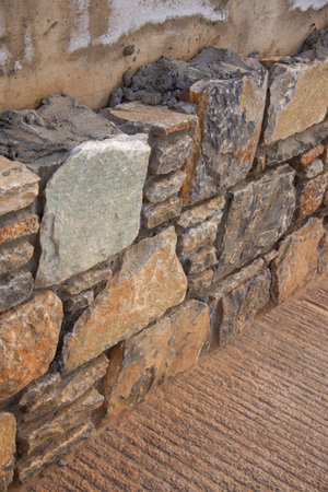 Stone wall at the Monasteries of Mount Athos in Greeceの写真素材