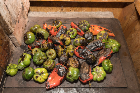 roasted red peppers, a popular ingredient in various cuisines, especially Mediterranean dishes.の写真素材