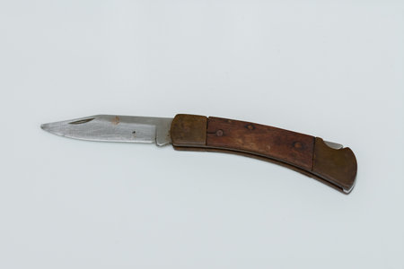 Old knife with wooden handleの写真素材