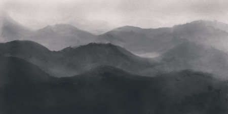 Abstract background with grainy texture, waves that simulate a landscape, design resource with space for textの写真素材