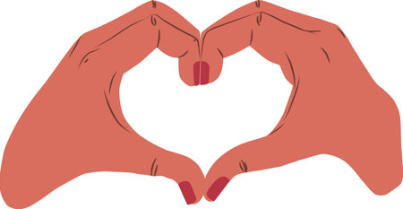 Illustration of two woman's hands forming a heart symbolのイラスト素材