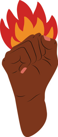 Woman hand fist with fireのイラスト素材