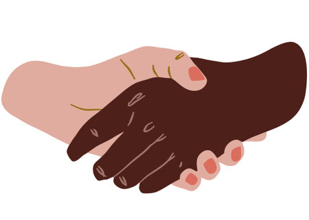 Vectorized handshake illustration in various skin tones, vectorized handshake resourceのイラスト素材