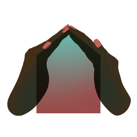 Black woman's hands forming a house. Illustration with transparent backgroundの写真素材