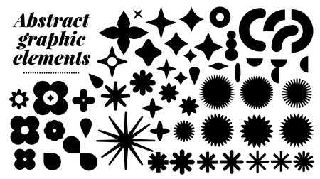 Collection of various shapes. Graphic resources for sale or discount stickers, icons, badges. Vectorized abstract vectorized shapes, circular, elongated, stars.のイラスト素材