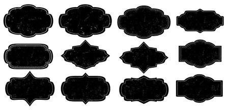 Set of grunge textured stickers. Vintage and retro style stickers. Wedding badges, sale or discount stickers, invitation card. Set of vector symbolsのイラスト素材
