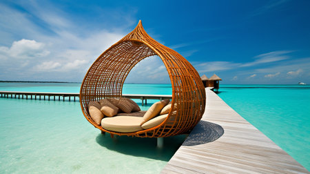 Tropical beach in Maldives with resort relax zoneの素材