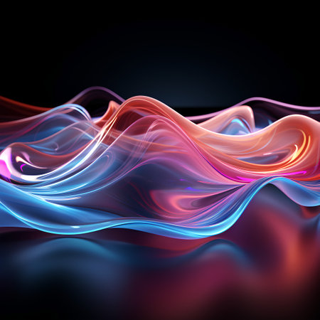 abstract colorful background with smooth wavy lines, 3d renderingの素材