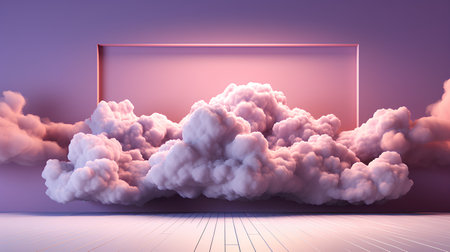 3d render of abstract background with clouds in the form of a frameの素材