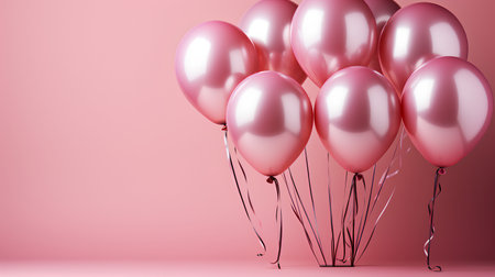 Pink balloons bunch on pastel pink background. 3D Renderingの素材