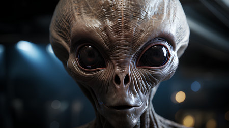 3d illustration of an alien with eyes looking at the camera.の素材