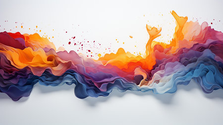 Abstract colorful paint splashes on white background. 3d render illustrationの素材
