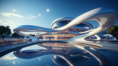 3d render of futuristic building. Architectural background. modern architectureの素材
