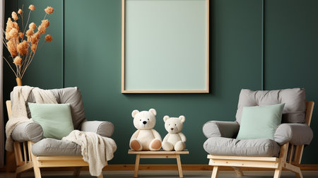 Mock up poster frame in interior background, Scandinavian styleの素材
