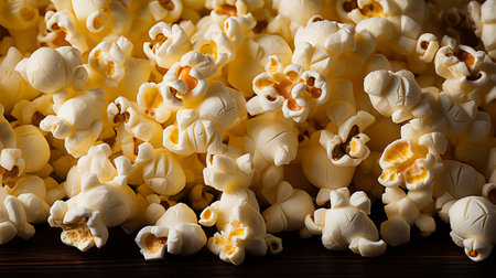 Popcorn on wooden background. Close-up. Selective focus.の素材