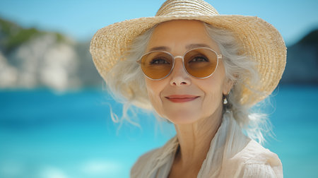Portrait of asian male engineer wearing safety helmet and safety vest standing in petrochemical plant.の素材