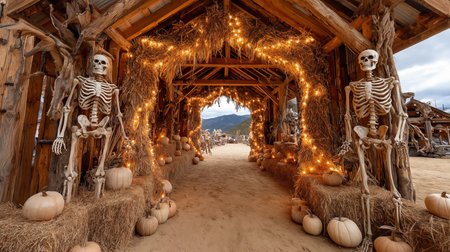 Halloween decorations in the village of Hallstatt, Austria.の素材