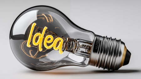 Lightbulb with idea symbol inside. 3d render illustration.の素材