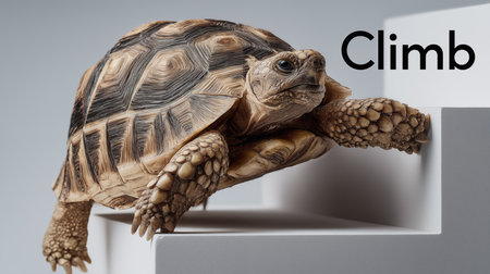 Tortoise on a white box with the word child. 3d renderingの素材