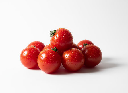 Cherry tomatoes isolated on a white background. Selective focus.の素材