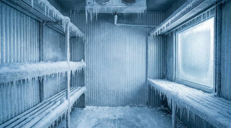 Icicles hanging from the ceiling in a room, closeup of photoの素材