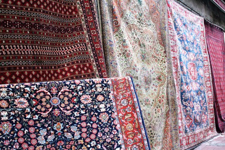 ISTANBUL - TURKEY ON 08/02/2010 typical handmade carpets shops in large bazaar of istanbulのeditorial素材