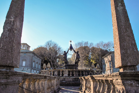 italian garden of rinascimental villa lante at Bagnaia,Viiterbo, Lazio, Italyのeditorial素材