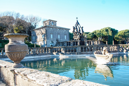 AT BAGNAIA , VITERBO; LAZIO,  ITALY -  ON  12/29/2016 -  italian garden of rinascimental villa lante atのeditorial素材