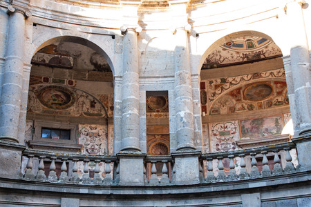 AT  CAPRAROLA , VITERBO, Lazio, Italy - On 12/30/2016 - circular courtryard of f Palazzo Farneseのeditorial素材