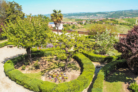 Govone castle, and its italian garden, Langhe, Piedmomt, Italyのeditorial素材