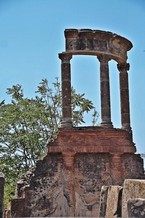 AT POMPEI - ON 06/22/ 2017 - Ruins of  ancient roman town of Pompeii, destroyed by vesuvius eruption in 70 d.c.のeditorial素材