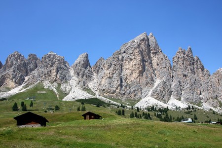 Landscape of Dolomites mountain at Passo Gardena  in Sud Tyrol, Italyの写真素材