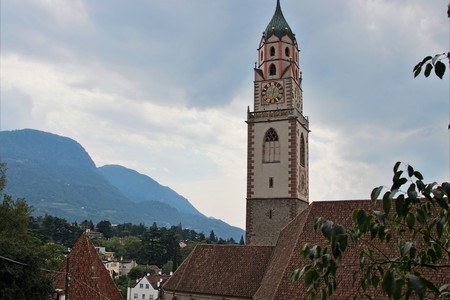 The cathedral of Merano in Alto Adige, Italyの写真素材