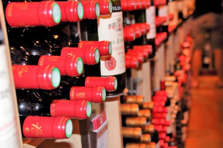 AT SAINT EMILION - ON 08/26/2017 - WINE CELLAR AND BOTTLES OF SAINT EMILION WINEのeditorial素材