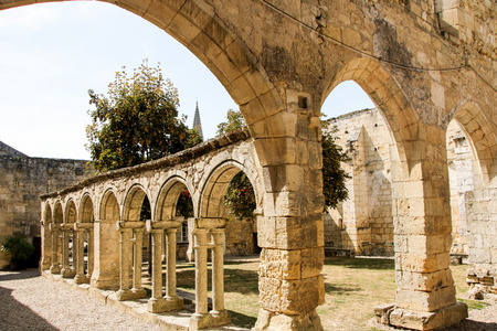 The medieval church and cloister of Les cordeliers at saint emilion, Aquitaine, Franceの写真素材